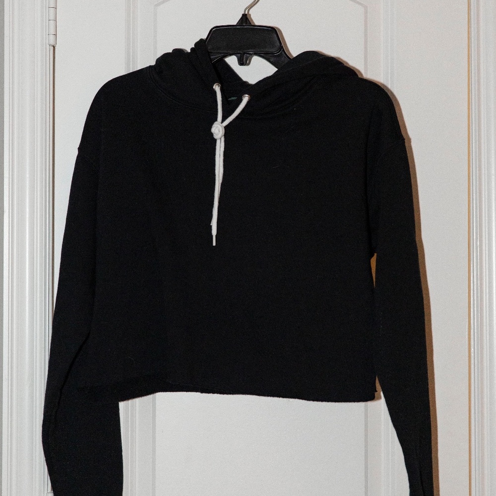 Black Cropped Hoodie